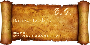 Balika Iziás névjegykártya